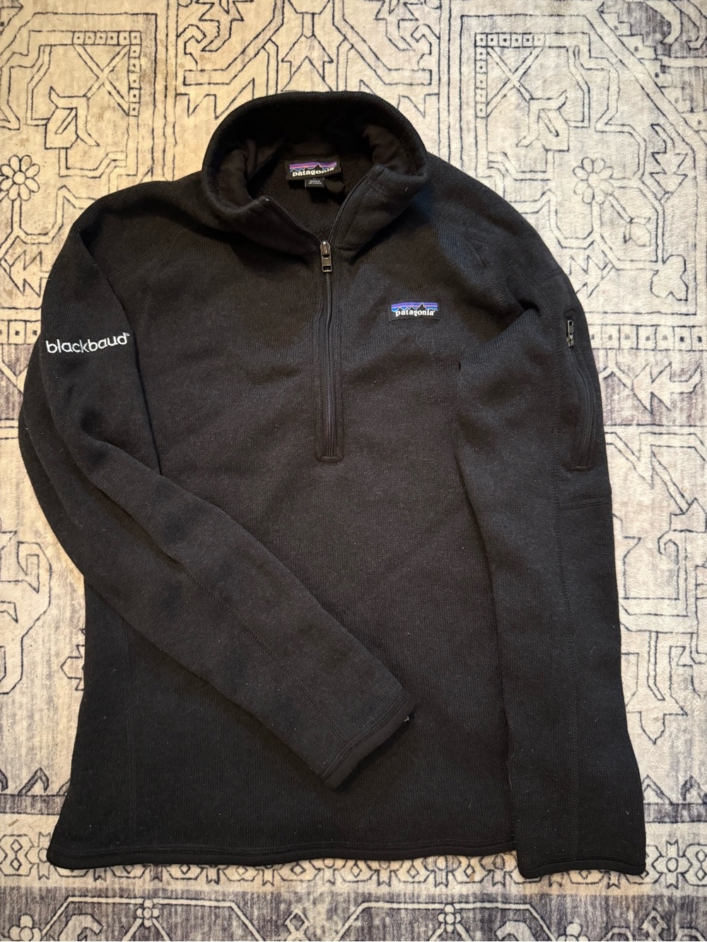 Patagonia women’s better sweater 1/4 zip black size medium logo